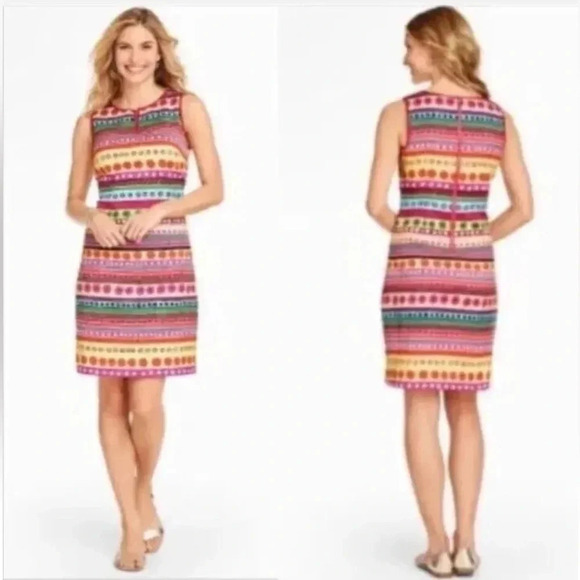 Talbots Geometric Striped Textured Sleeveless Knee-Length Sheath Dress - Picture 1 of 16